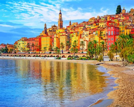 French Riviera Landscape paint by number