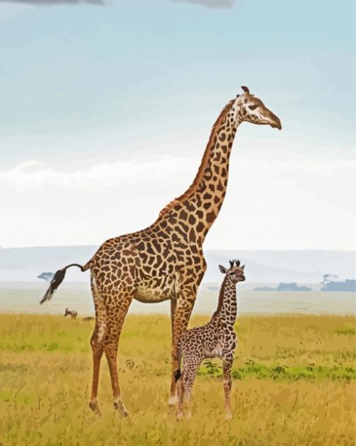 Giraffe Mom And Baby paint by number