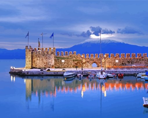 Greece Nafpaktos Port paint by number