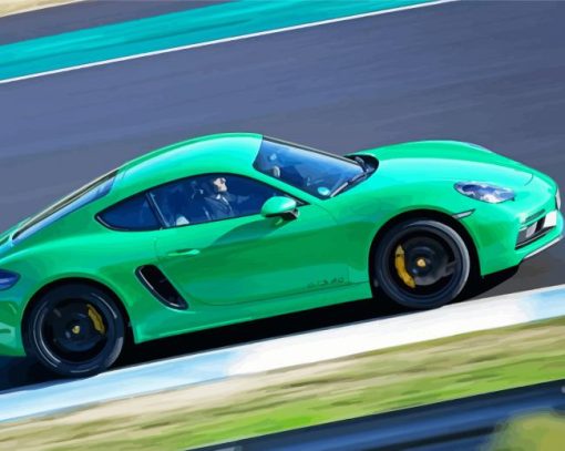 Green Porsche Cayman paint by number