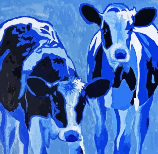 Happy Blue Cows paint by number