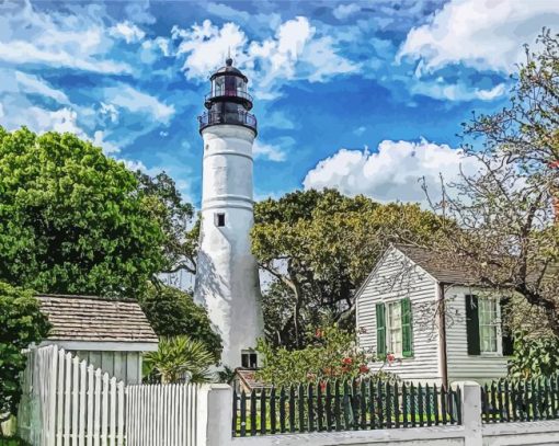 Key West Lighthouse Florida paint by number