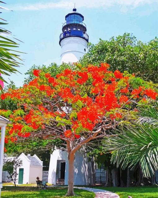 Key West Lighthouse paint by number