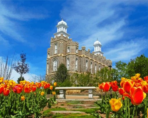 Logan Utah Temple paint by number