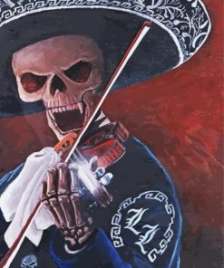 Mariachi Skull Art paint by number