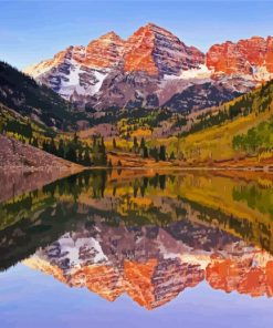 Maroon Bells Reflection paint by number