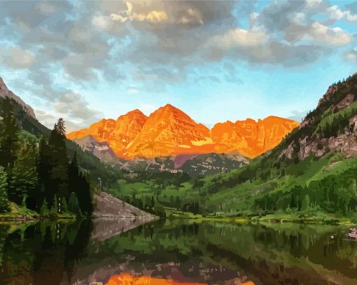 Maroon Bells Landscape paint by number