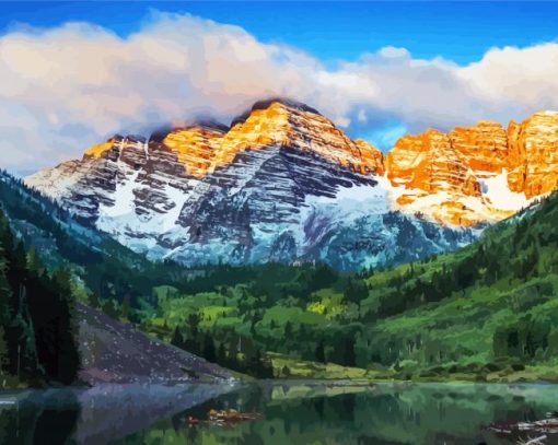 Maroon Bells Mountain paint by number