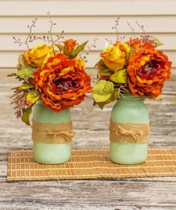 Mason Jar Flowers paint by number