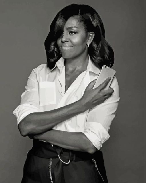 Michelle Obama Black And White paint by number