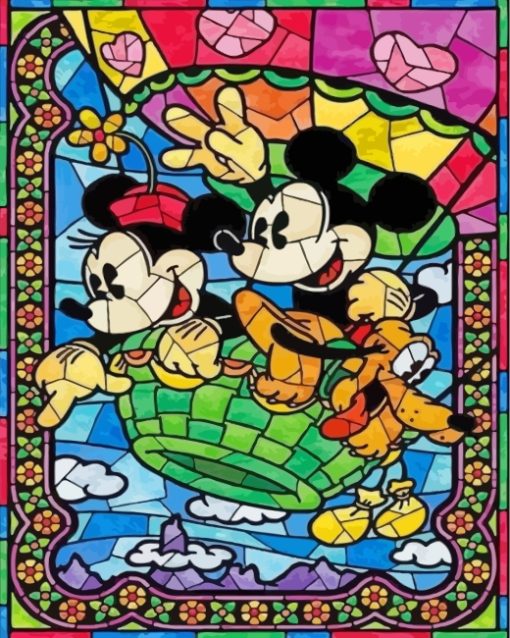 Mickey And Minnie Stained Glass paint by number