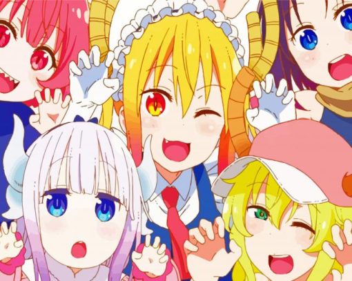 Miss Kobayashi S Dragon Maid Manga Characters paint by number