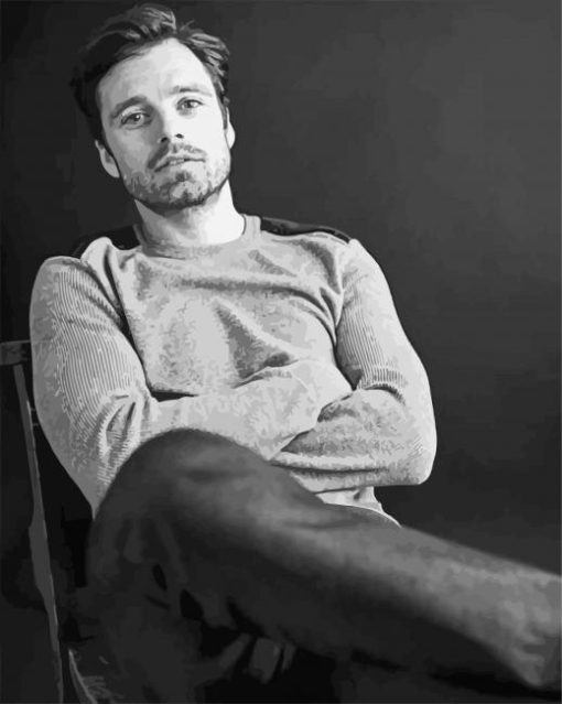 Monochrome Sebastian Stan paint by number