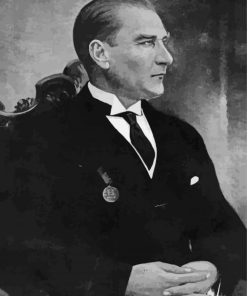 Mustafa Kemal Ataturk Black And White paint by number