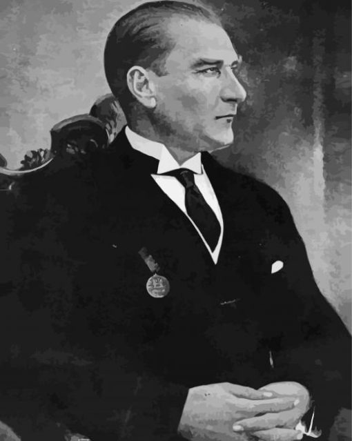 Mustafa Kemal Ataturk Black And White paint by number