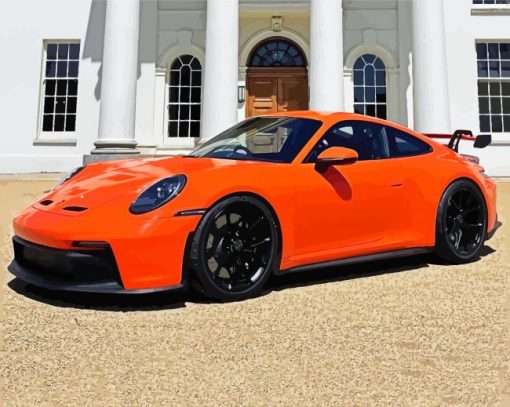 Orange Porsche 911 Gt3 Car paint by number