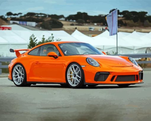 Orange Porsche 911 paint by number