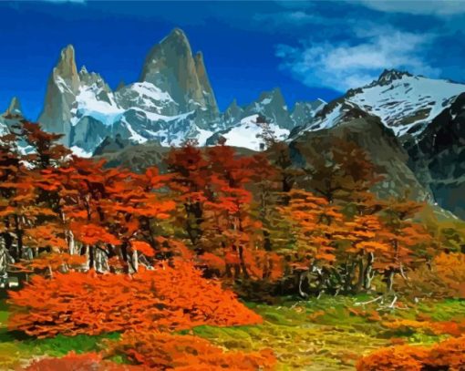 Patagonia Mt Fitz In Fall paint by number