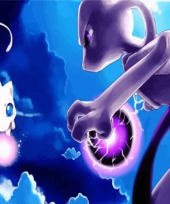 Pokemon Mewtwo And Mew paint by number