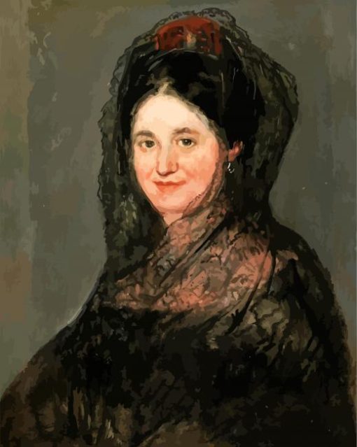 Portrait Of Lady In A Black Mantilla By Francisco Goya paint by number