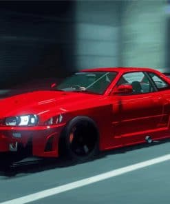 Red Nissan Skyline paint by number