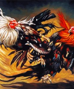 Rooster Fighting Art paint by number