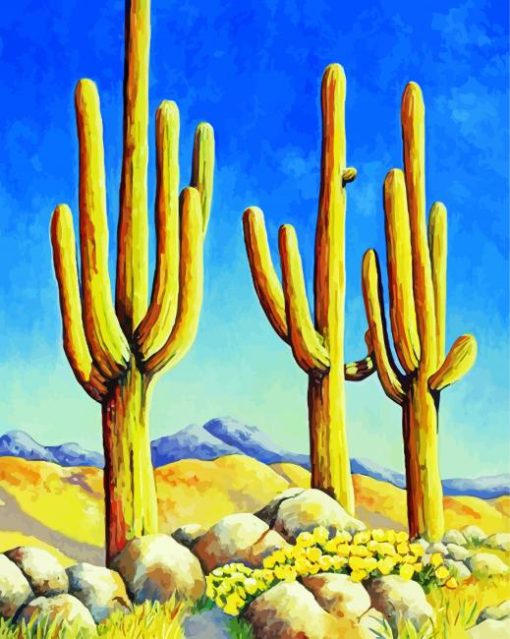 Saguaro Cactus Plant paint by number