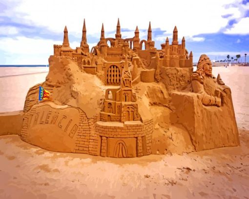 Sand Castle Spain paint by number