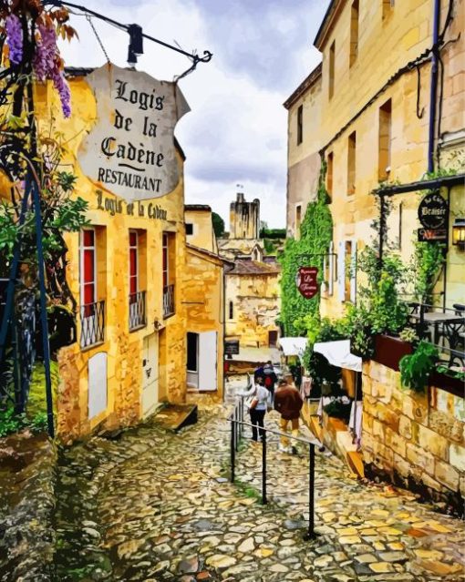 St Emilion Street France paint by number