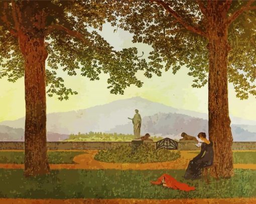 The Garden Terrace By Caspar David Friedrich paint by number