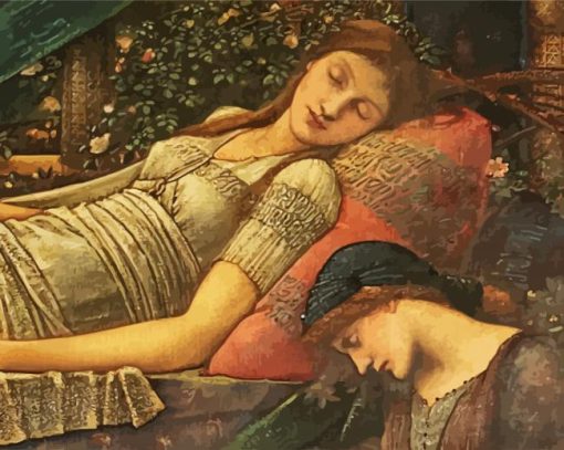 The Rose Bower By Edward Burne Jones paint by number