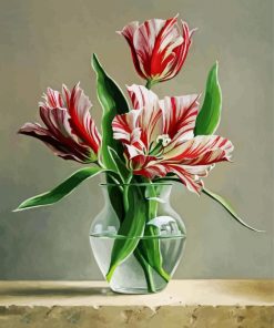 Tulips In Glass Vase paint by numbers