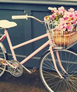 Vintage Bike With Tulips paint by number