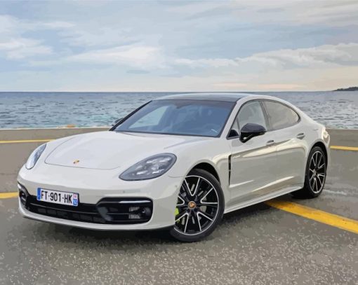 White Porsche Panamera paint by number