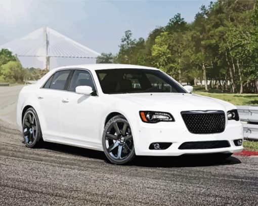 White Chrysler 300 Srt paint by number