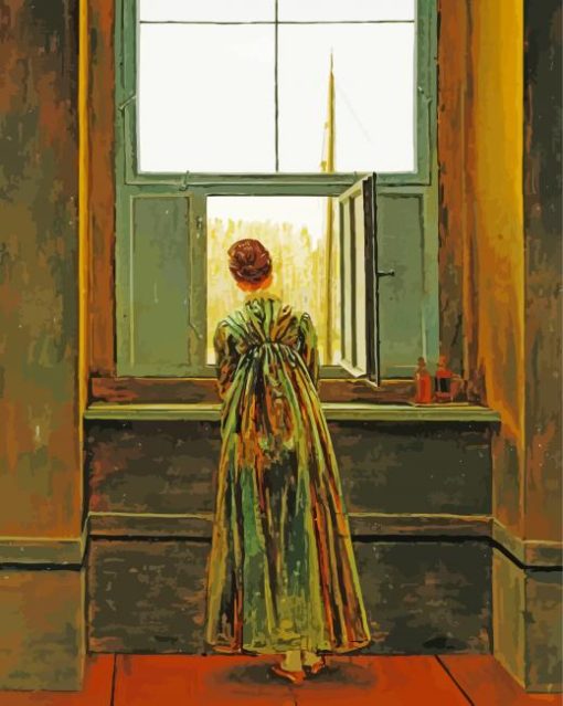 Woman At A Window By Caspar David Friedrich paint by number