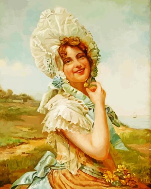 Woman Holding Flowers paint by number