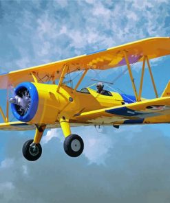 Yellow Biplane Flying paint by number