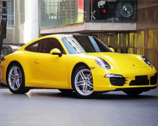 Yellow Porsche Car paint by number