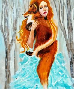 Young Woman With The Fox By Inna Montano paint by number