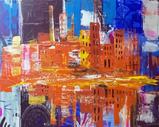 Artistic Abstract City paint by number