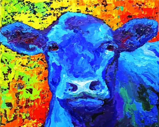 Blue Cow By Marion Rose paint by number