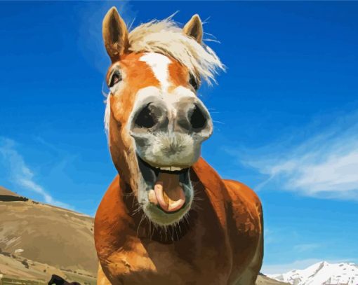 Cute Horse Laughing paint by number