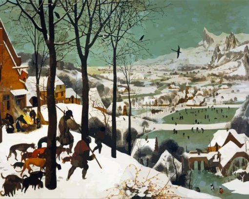 Hunters In The Snow By Pieter Bruegel paint by number