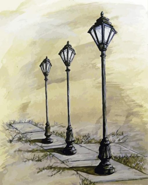 Lamp Post Street Light Drawing pâint by number