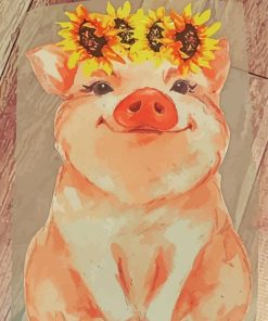 Pig And Sunflowers Art paint by number