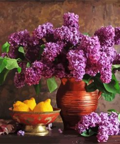 Purple Flowers Still Life paint by numbers