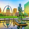 St Louis Runner Statue And Gateway Arch paint by number