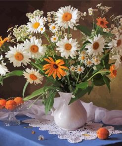 Still Life White Flowers paint by numbers