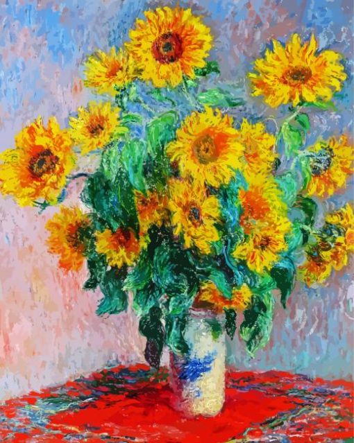 Sunflower In Vase By Claude Monet paint by number